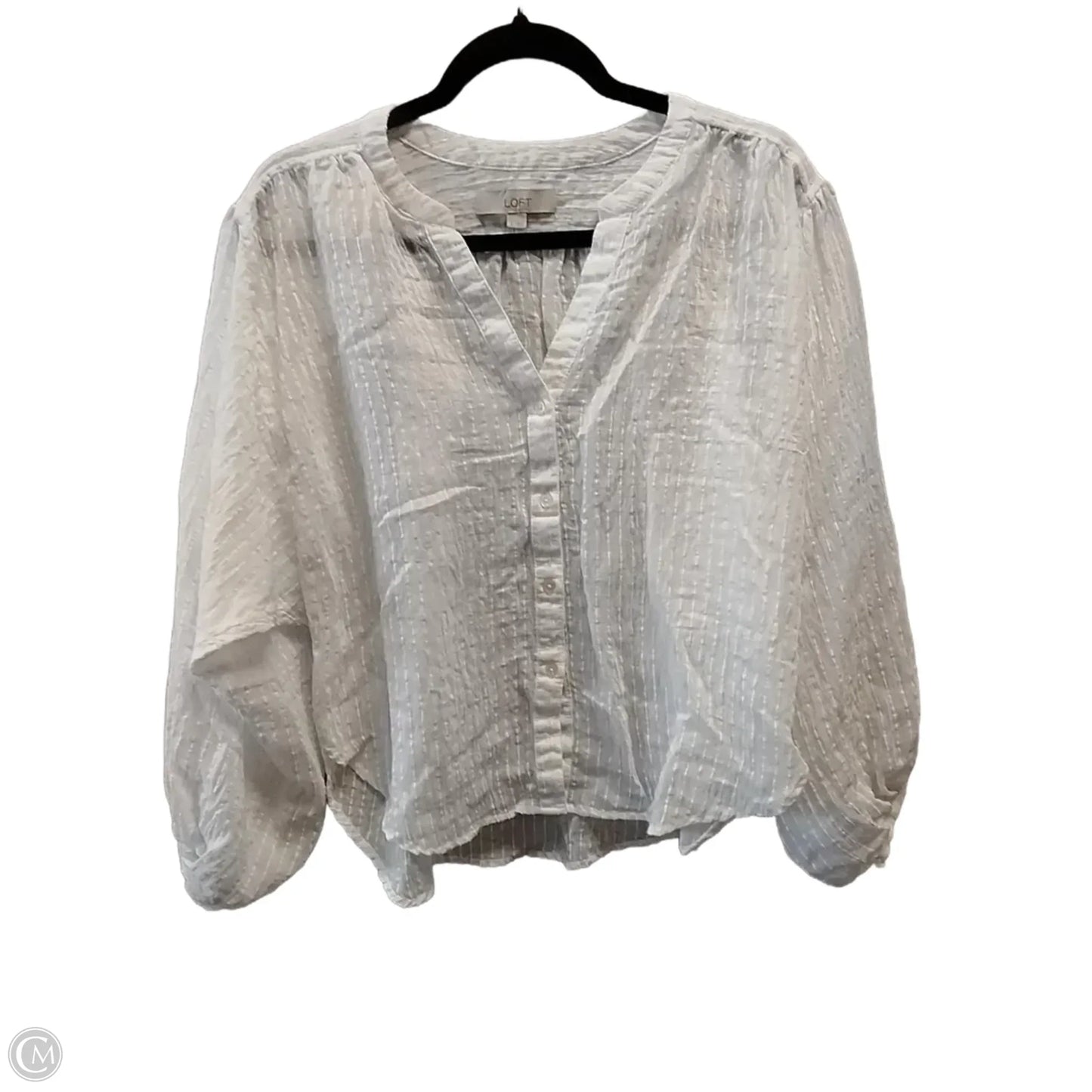 Top Long Sleeve By Loft In White, Size: S