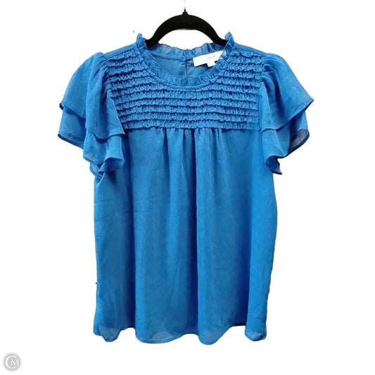 Blouse Short Sleeve By Loft In Blue, Size: Xs
