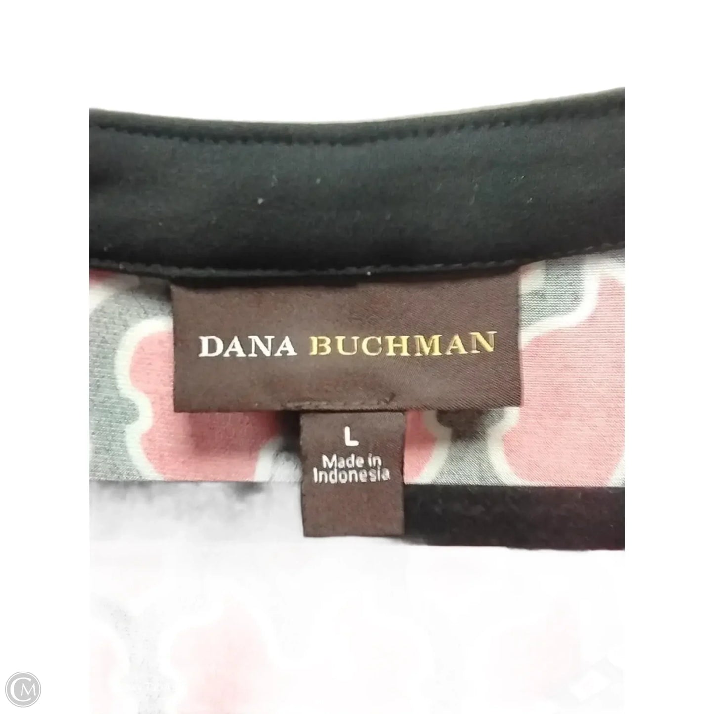 Blouse Short Sleeve By Dana Buchman In Geometric Pattern, Size: L