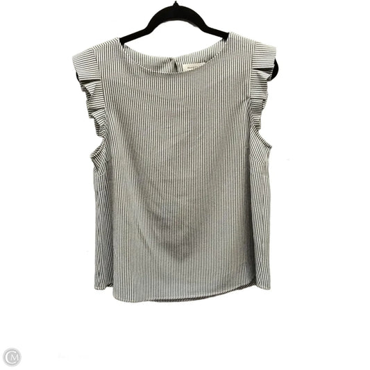 Blouse Short Sleeve By Monteau In Striped Pattern, Size: L
