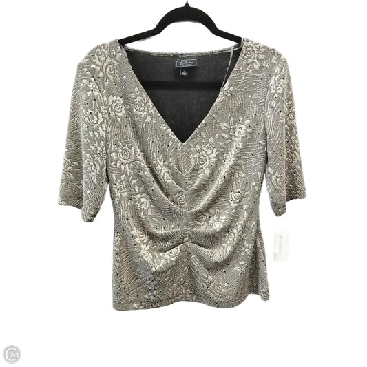 Top Short Sleeve By Dressbarn In Gold, Size: M