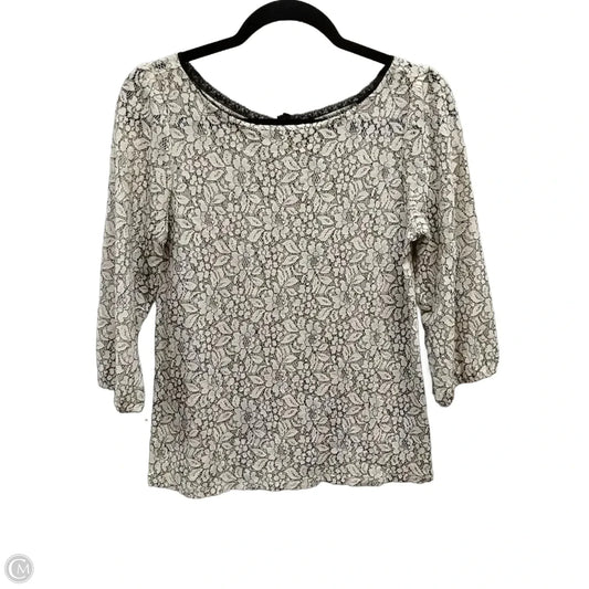 Blouse Long Sleeve By Loft In Black & Cream, Size: Xs