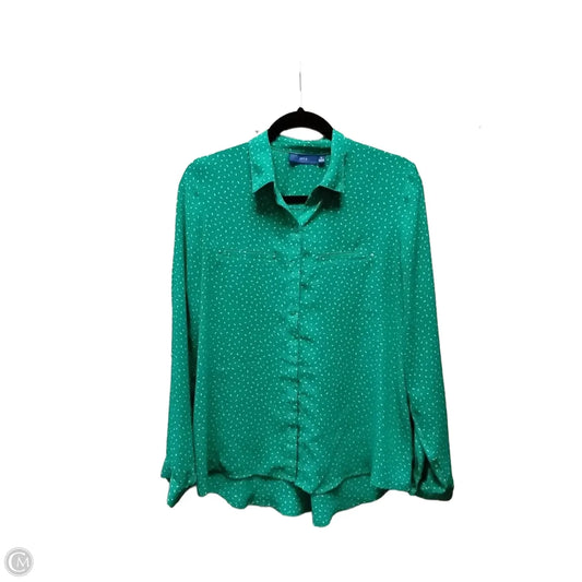 Blouse Long Sleeve By Apt 9 In Green & White, Size: M