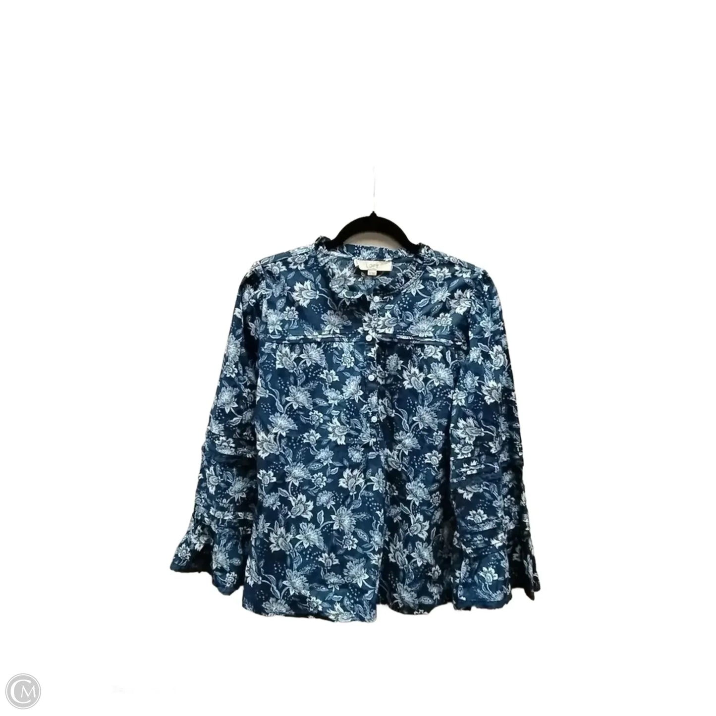 Blouse Long Sleeve By Loft In Blue, Size: M