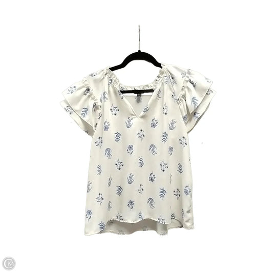 Blouse Short Sleeve By Ann Taylor In White, Size: S