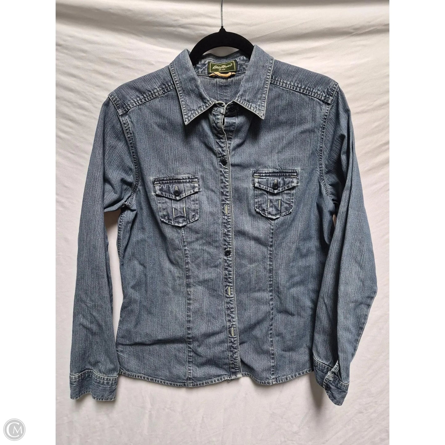 Jacket Denim By Eddie Bauer In Blue Denim, Size: L
