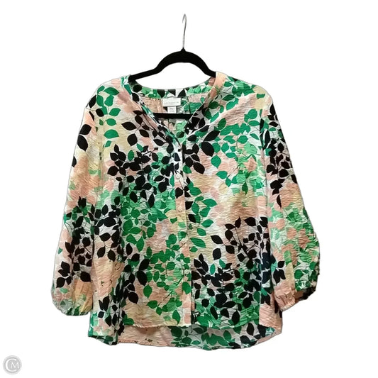 Blouse Long Sleeve By Liz Claiborne In Floral Print, Size: Xlp