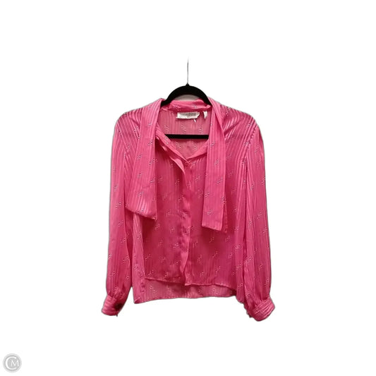 Blouse Long Sleeve By Josephine Chaus In Pink, Size: L