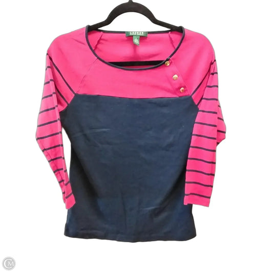 Top 3/4 Sleeve By Lauren By Ralph Lauren In Blue, Size: L