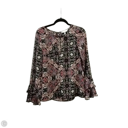 Blouse Long Sleeve By Bcbg In Floral Print, Size: S