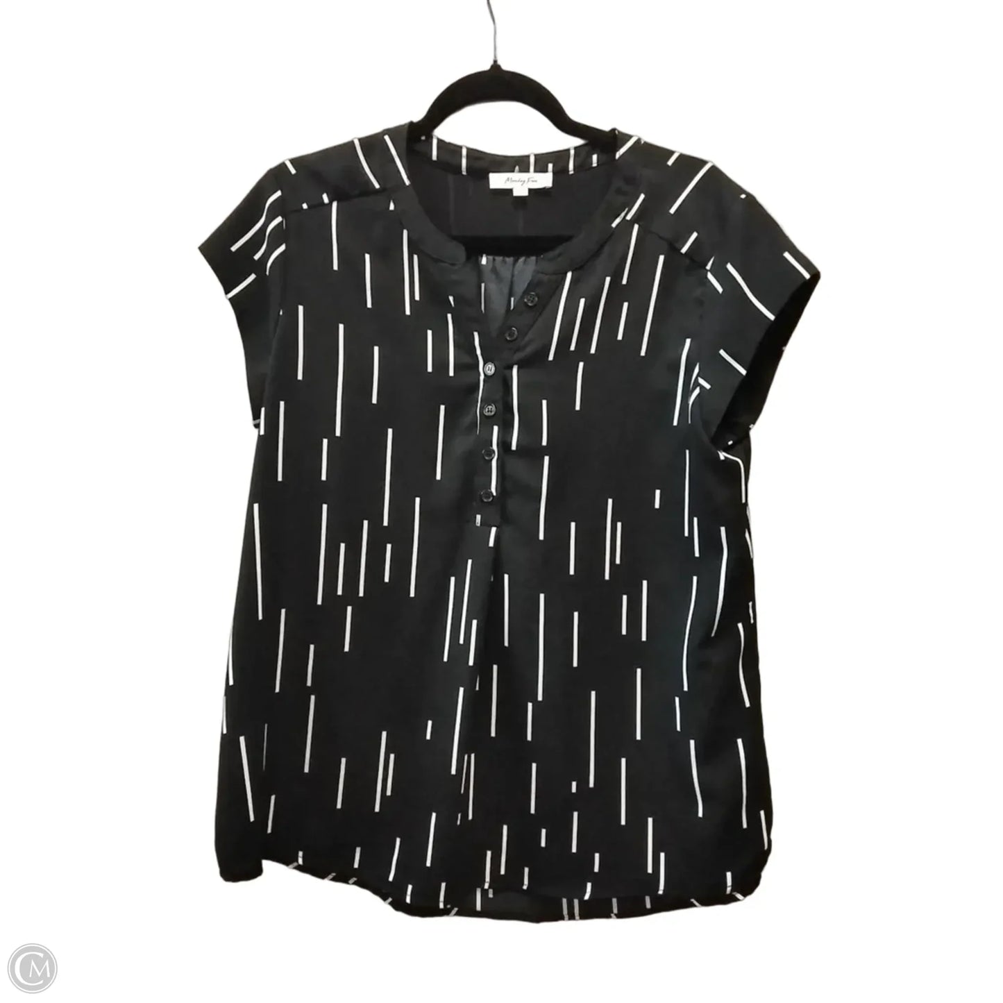 Blouse Short Sleeve By Monday Fun In Black, Size: L
