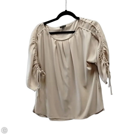 Blouse Short Sleeve By Ann Taylor In Tan, Size: M