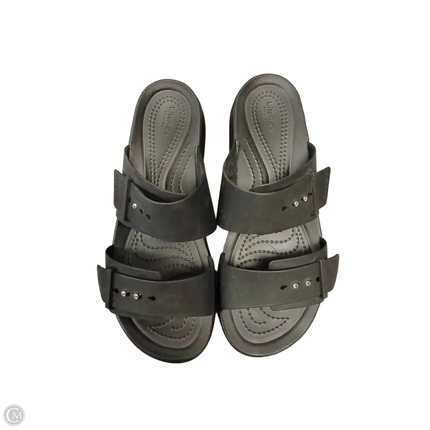 Sandals Heels Platform By Crocs In Black, Size: 8