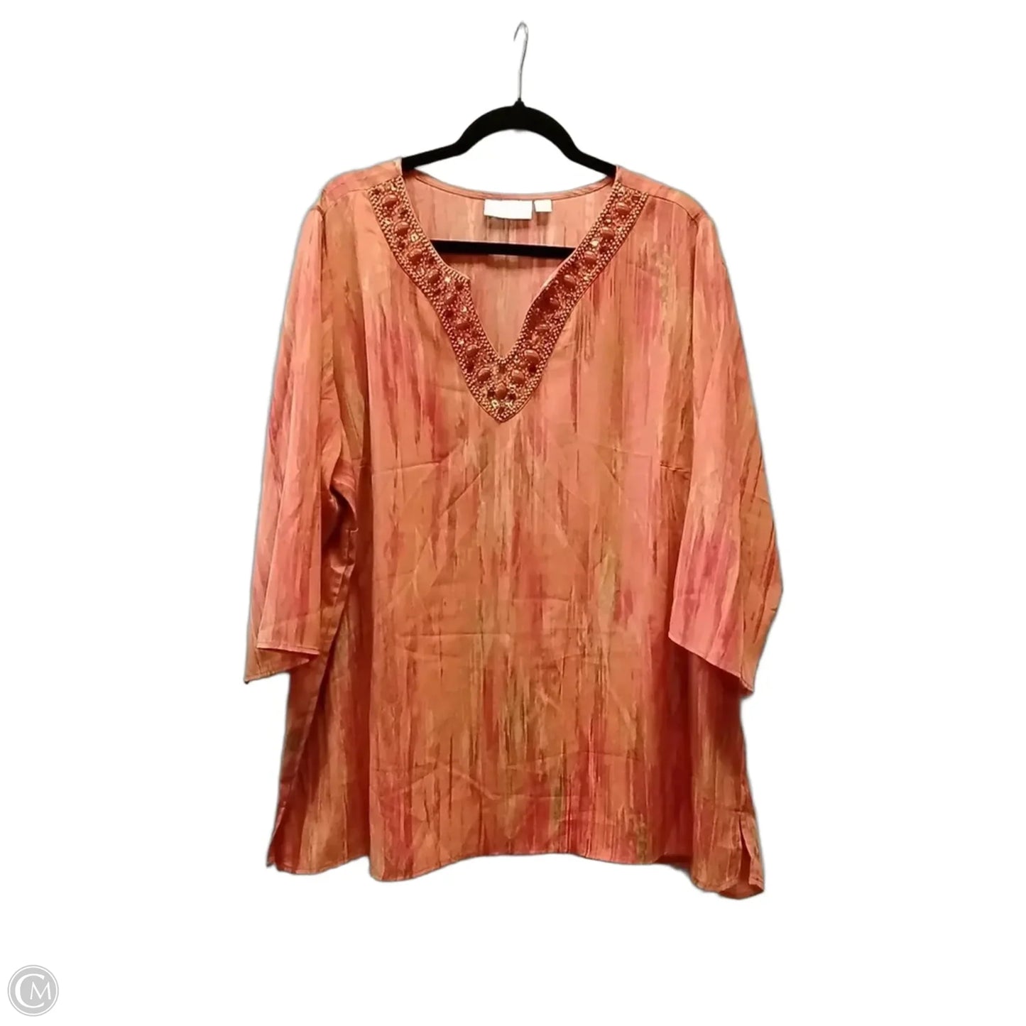 Blouse Long Sleeve By Belle By Kim Gravel In Orange, Size: 2x