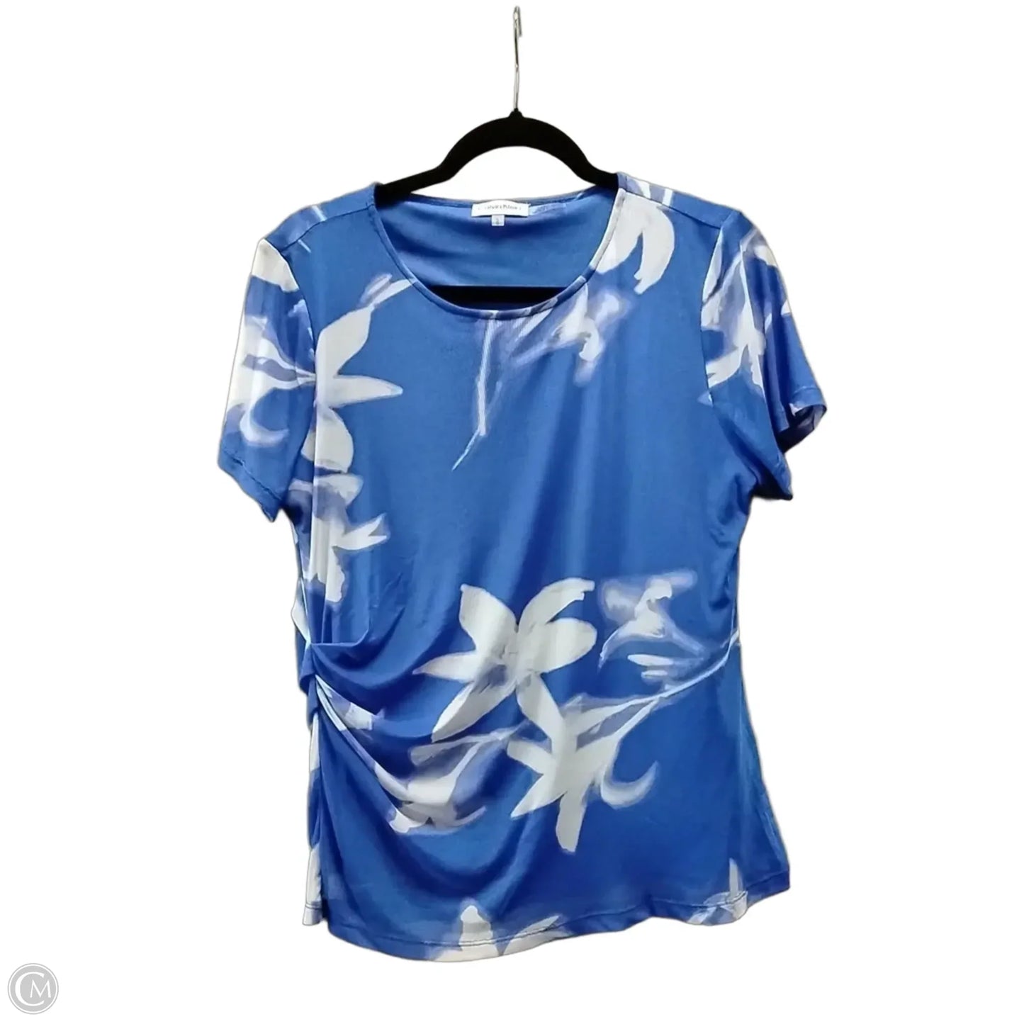 Blouse Short Sleeve By Calvin Klein In Floral Print, Size: Large