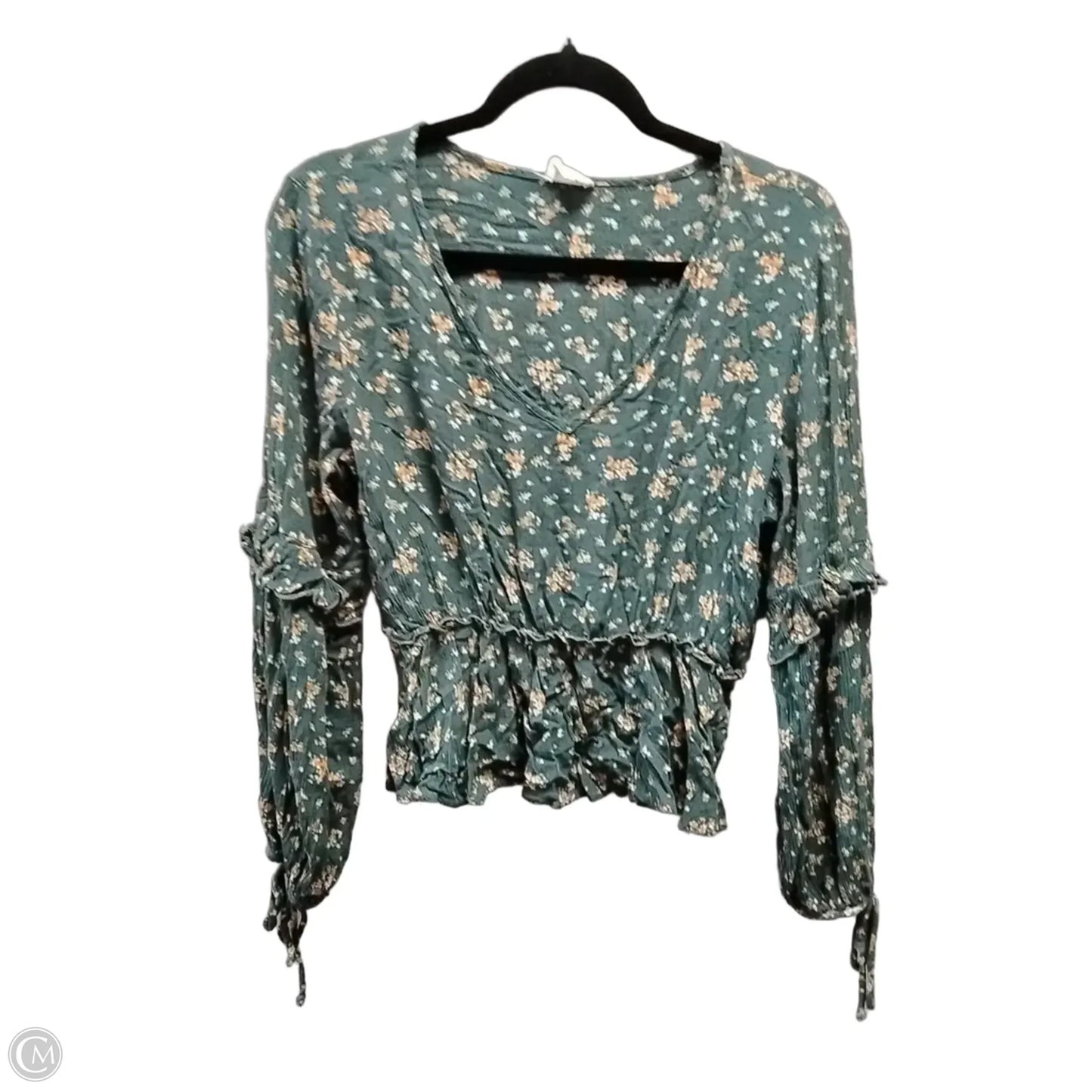Blouse Long Sleeve By Peach Love Cream California In Green, Size: L