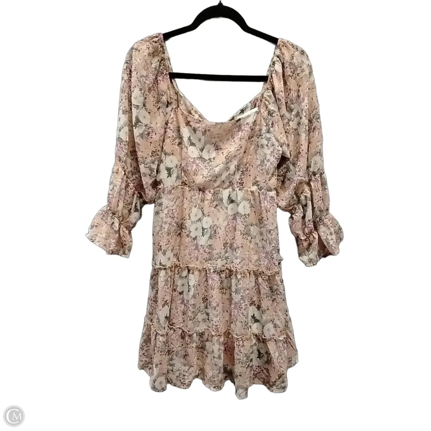 Dress Casual Short By Peach Love Cream California In Floral Print, Size: M