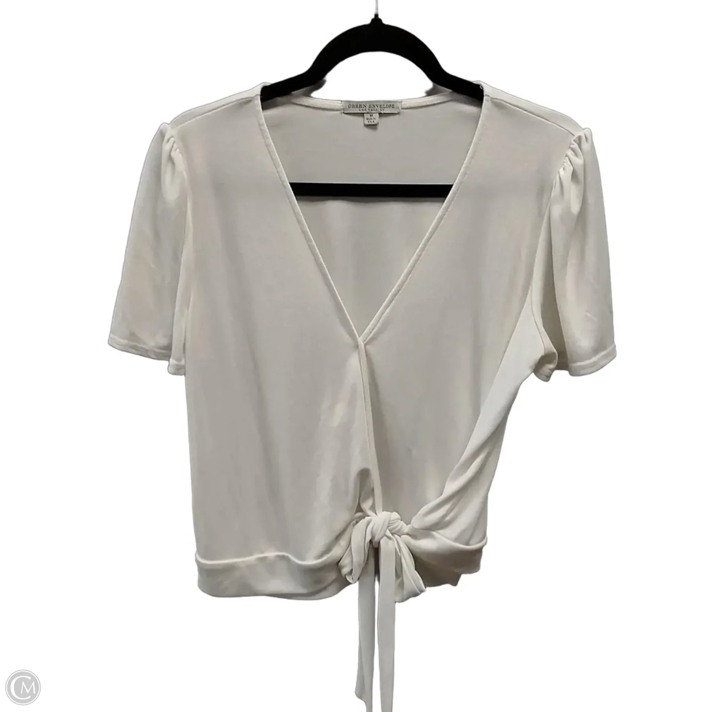 Top Short Sleeve By Green Envelope In White, Size: M