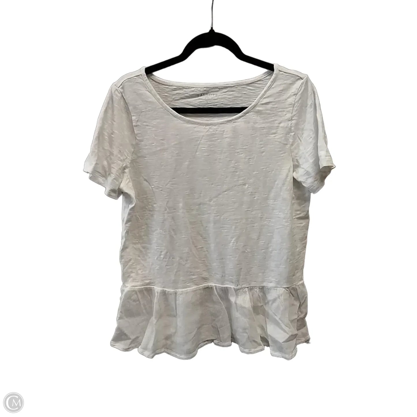 Top Short Sleeve Basic By Talbots In White, Size: L