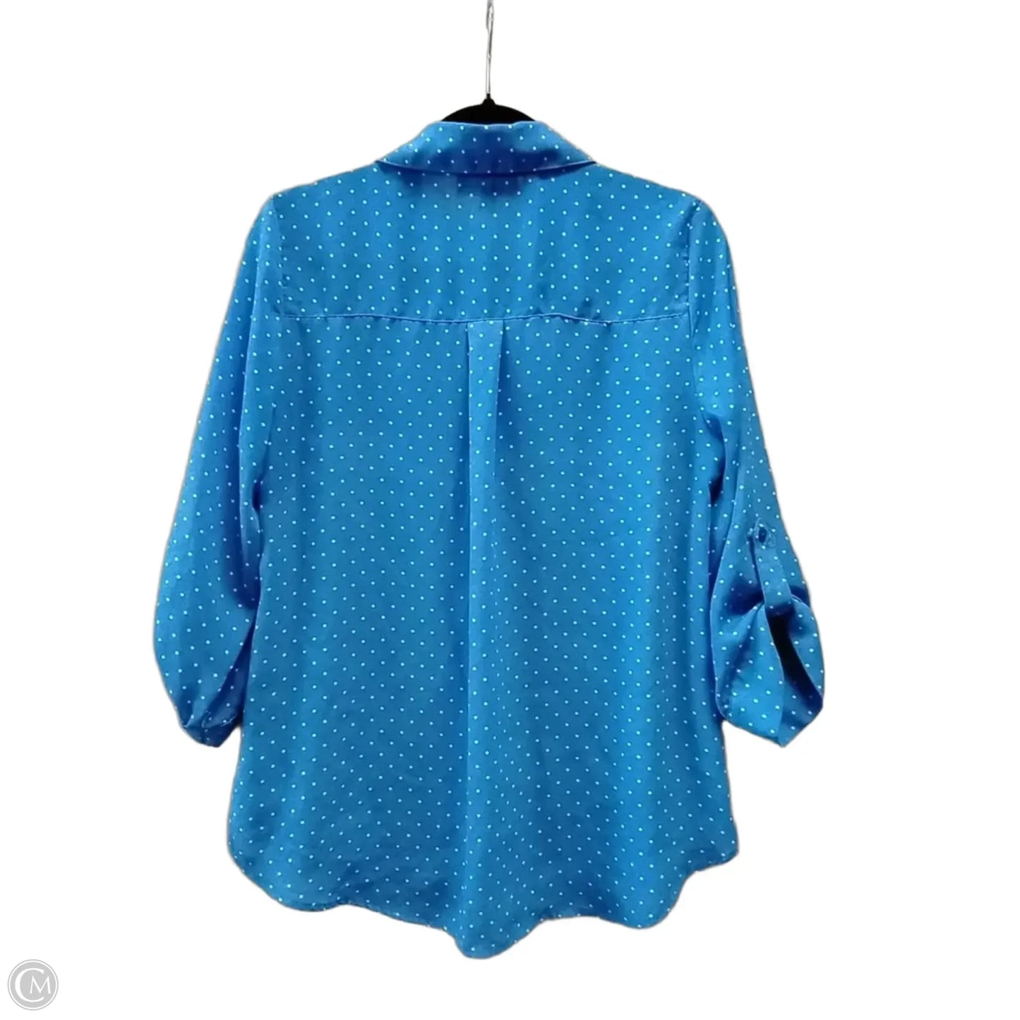 Blouse Long Sleeve By Fortune & Ivy In Polkadot Pattern, Size: L