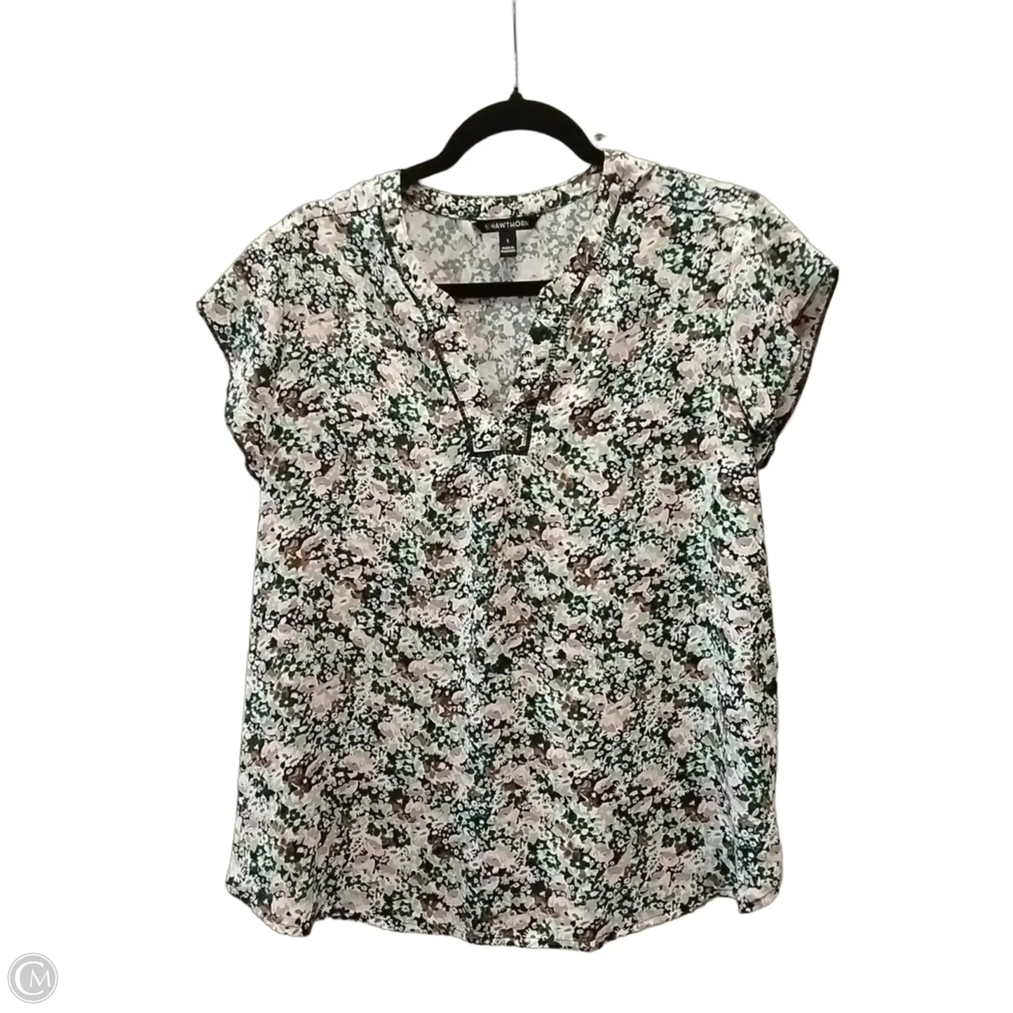 Blouse Short Sleeve By Hawthorn In Floral Print, Size: L