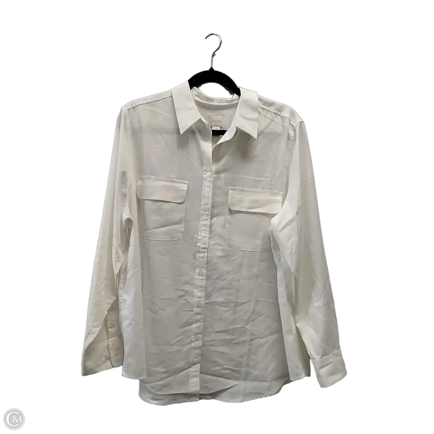 Top Long Sleeve By Chicos In White, Size: Xl