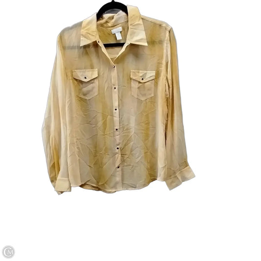 Blouse Long Sleeve By Chicos In Yellow, Size: L