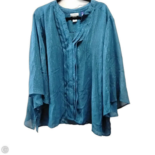 Blouse Long Sleeve By Catherines In Blue, Size: 4x