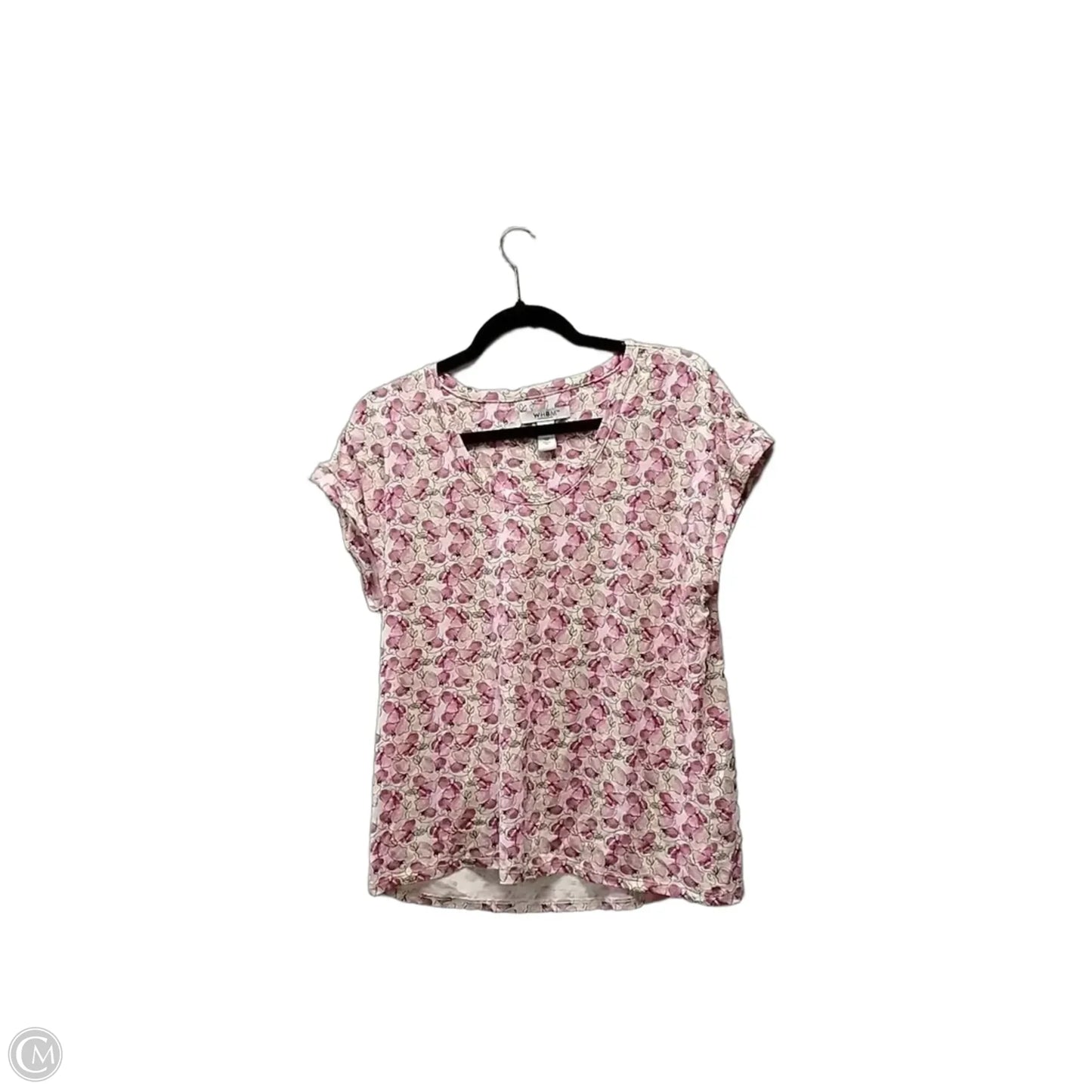 Top Short Sleeve Basic By White House Black Market In Floral Print, Size: L