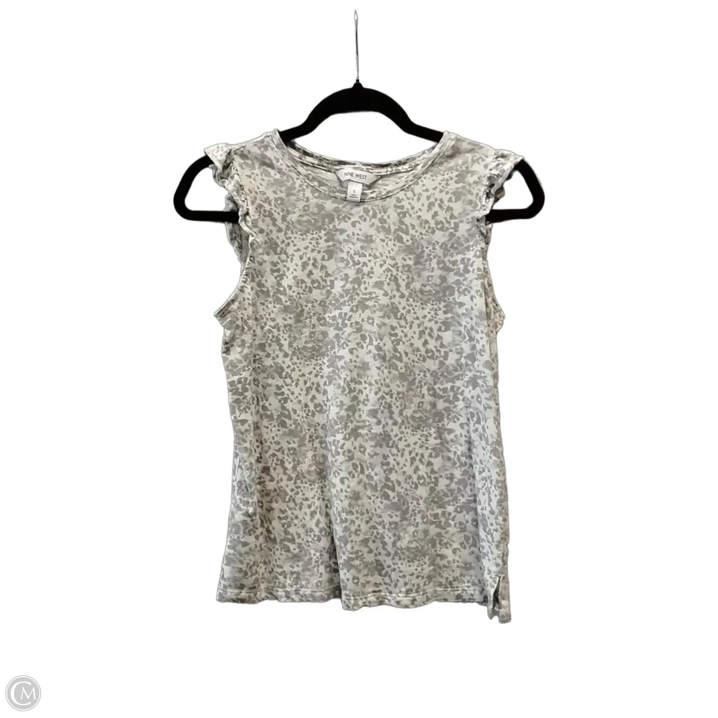 Blouse Sleeveless By Nine West In Grey & White, Size: S