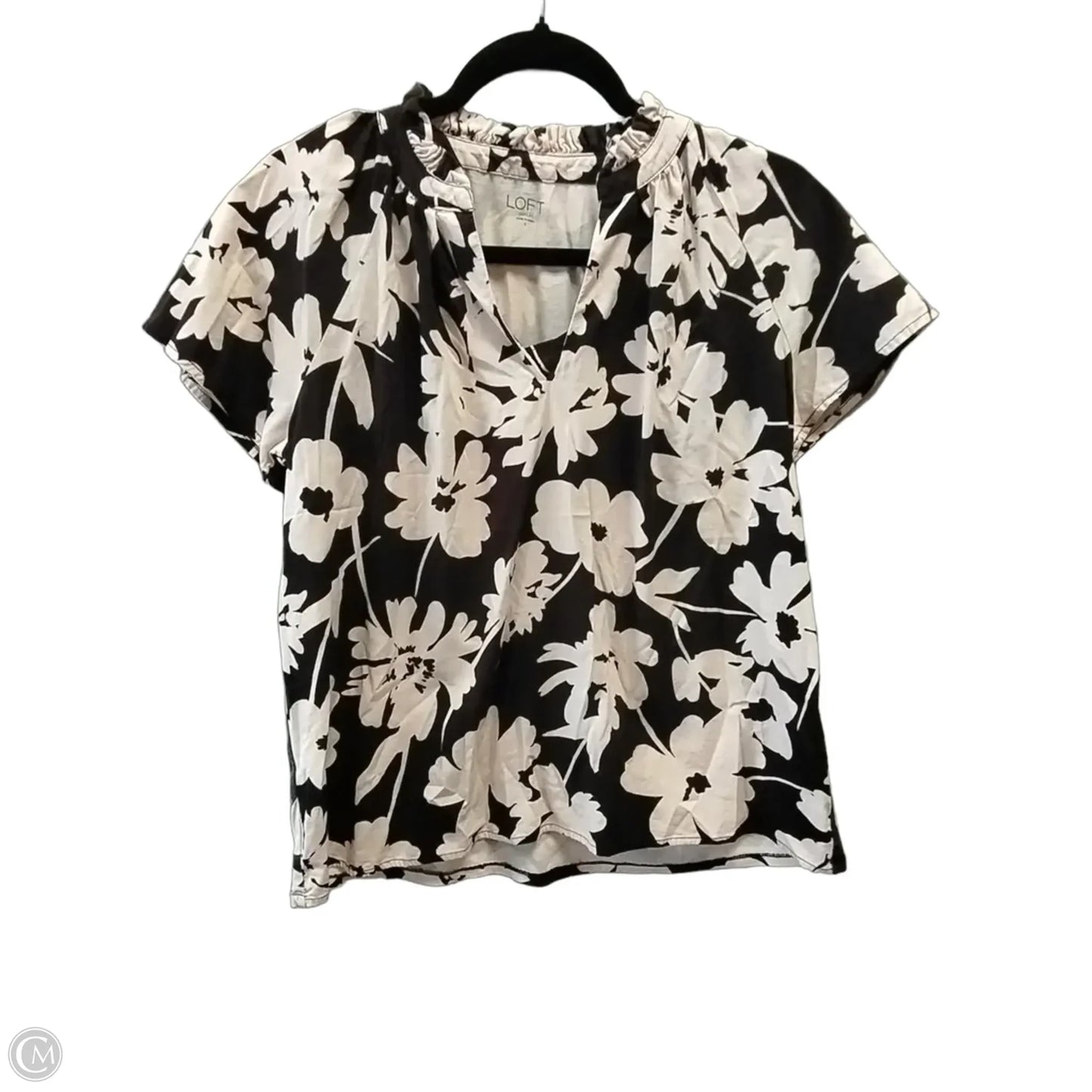 Top Short Sleeve By Loft In Floral Print, Size: S