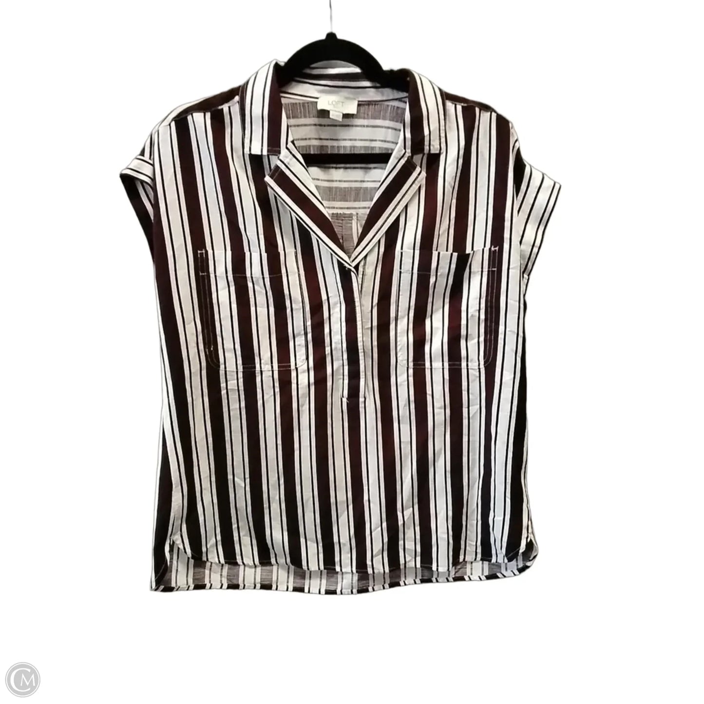 Top Short Sleeve By Loft In Striped Pattern, Size: M