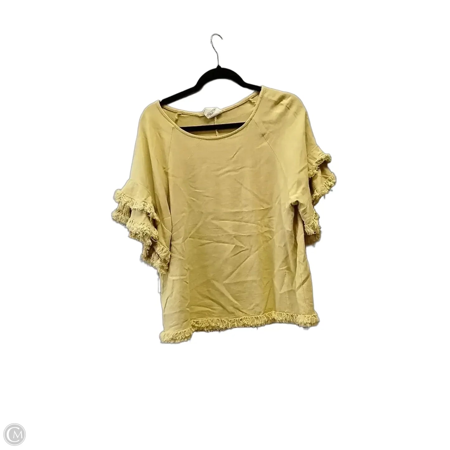 Top Short Sleeve By Artistic Works By Lu In Yellow, Size: M