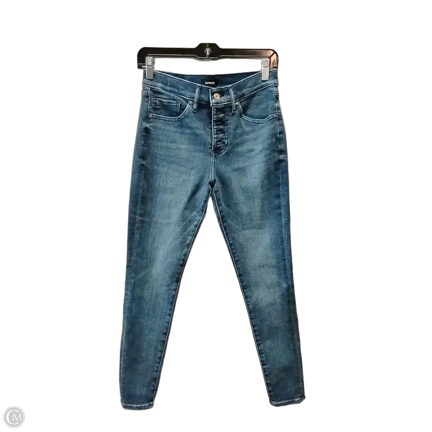 Jeans Skinny By Express In Blue Denim, Size: 4