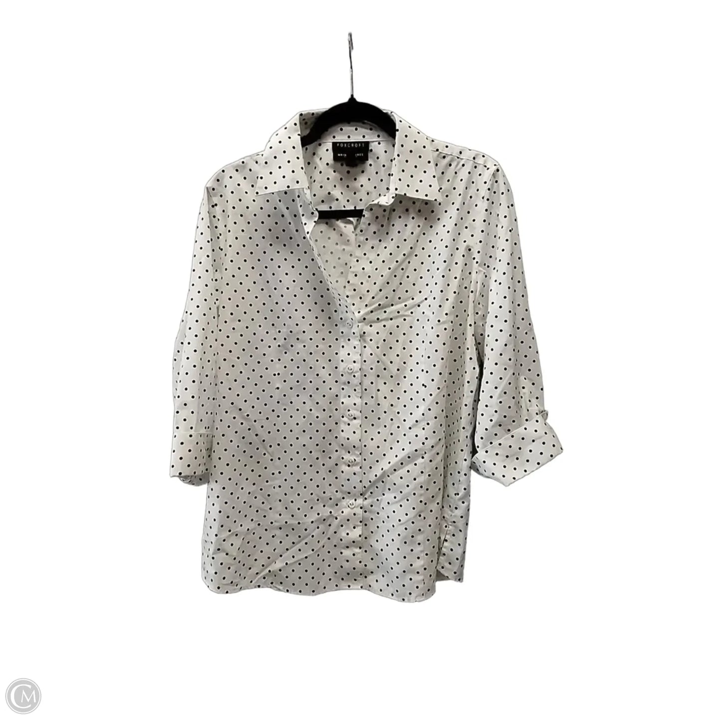Top Long Sleeve By Foxcroft In Polkadot Pattern, Size: 16