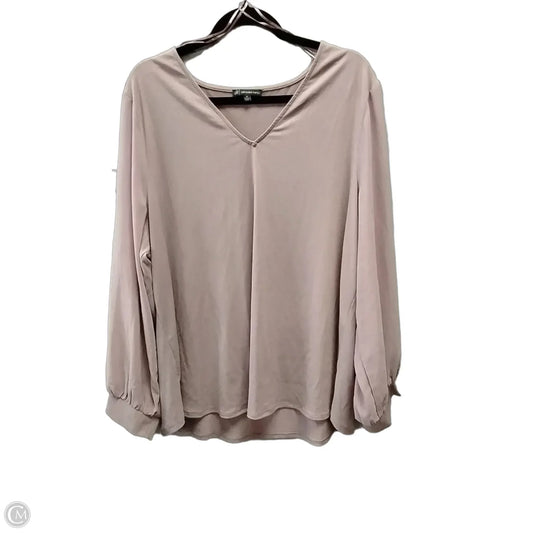 Blouse Long Sleeve By Adrianna Papell In Pink, Size: 2x