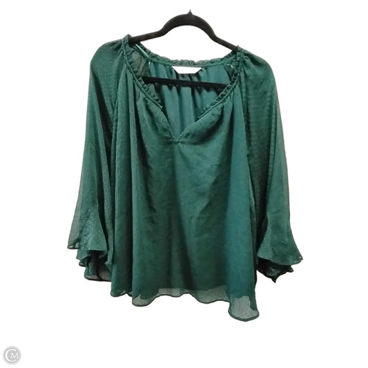 Blouse Long Sleeve By Lc Lauren Conrad In Green, Size: 1x