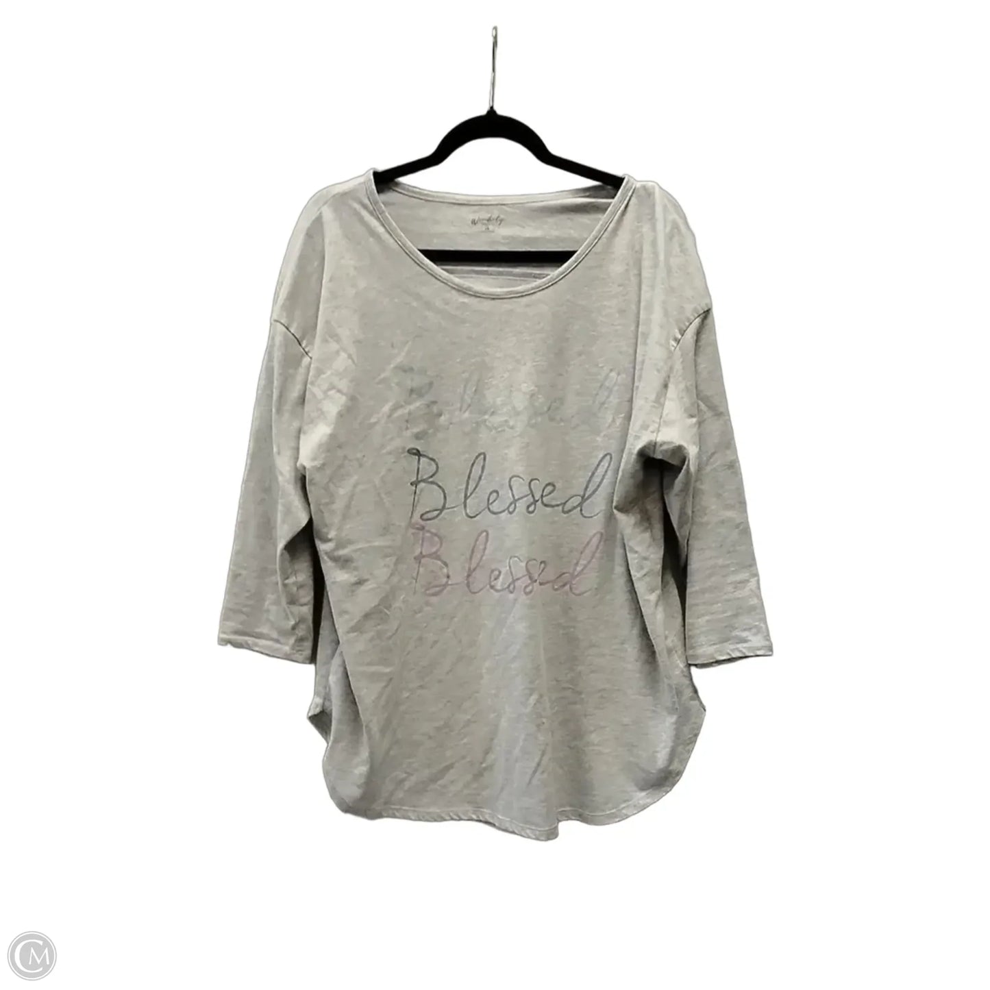 Top Long Sleeve By Wonderly In Grey, Size: 1x