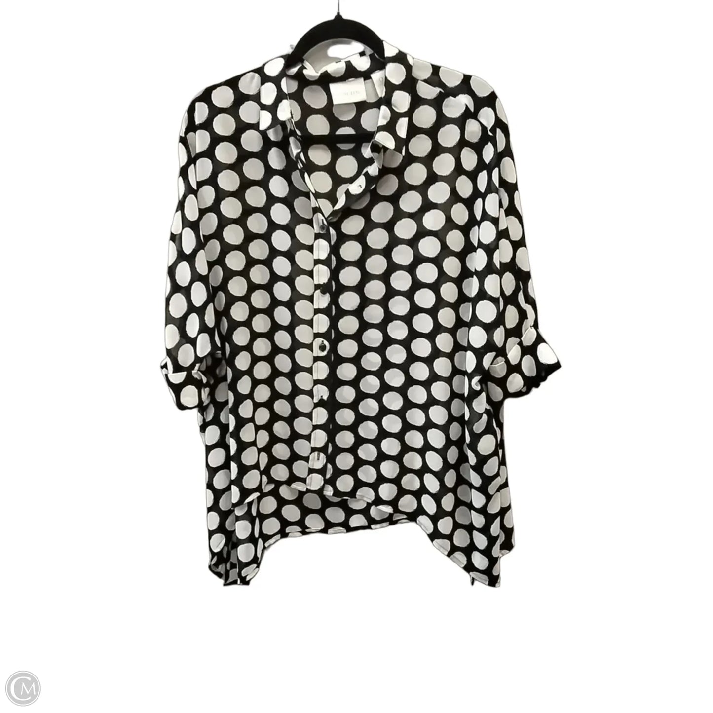 Blouse Long Sleeve By Chicos In Polkadot Pattern, Size: S
