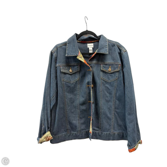 Jacket Denim By Chicos In Blue Denim, Size: L