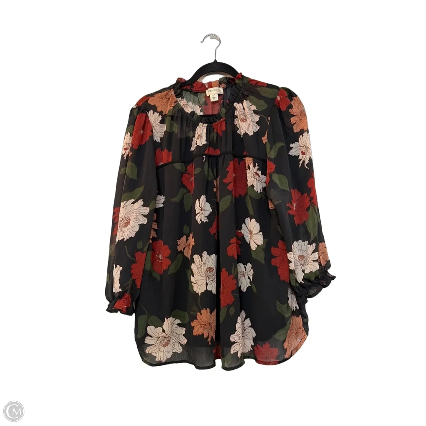 Blouse Long Sleeve By Faith And Joy In Floral Print, Size: 3x