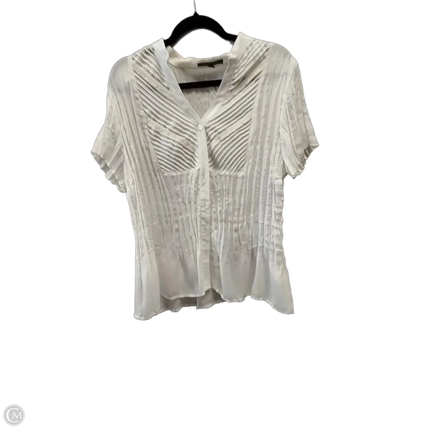 Blouse Short Sleeve By Ny Collection In White, Size: Xl