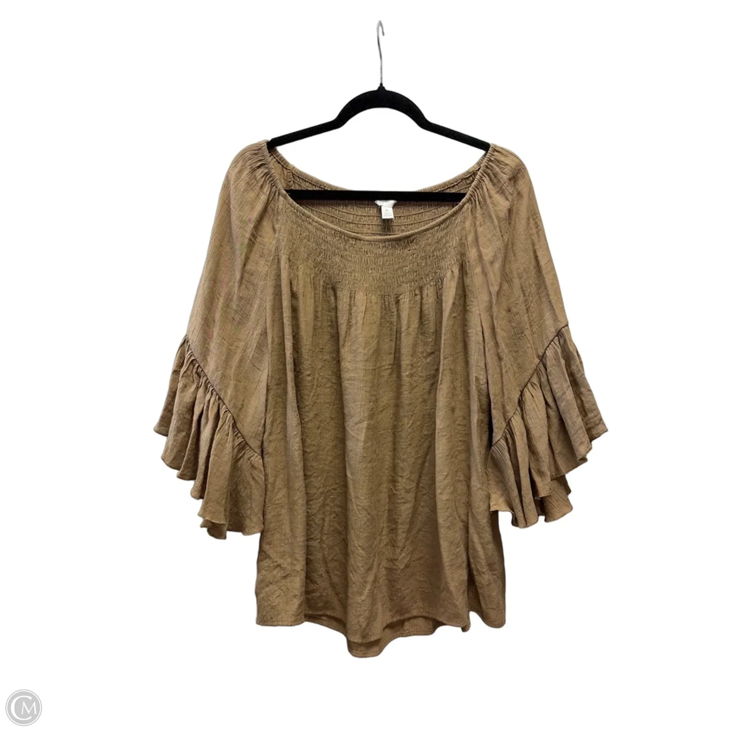 Blouse Long Sleeve By Cato In Brown, Size: Xl