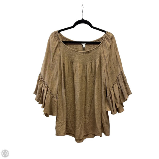 Blouse Long Sleeve By Cato In Brown, Size: Xl