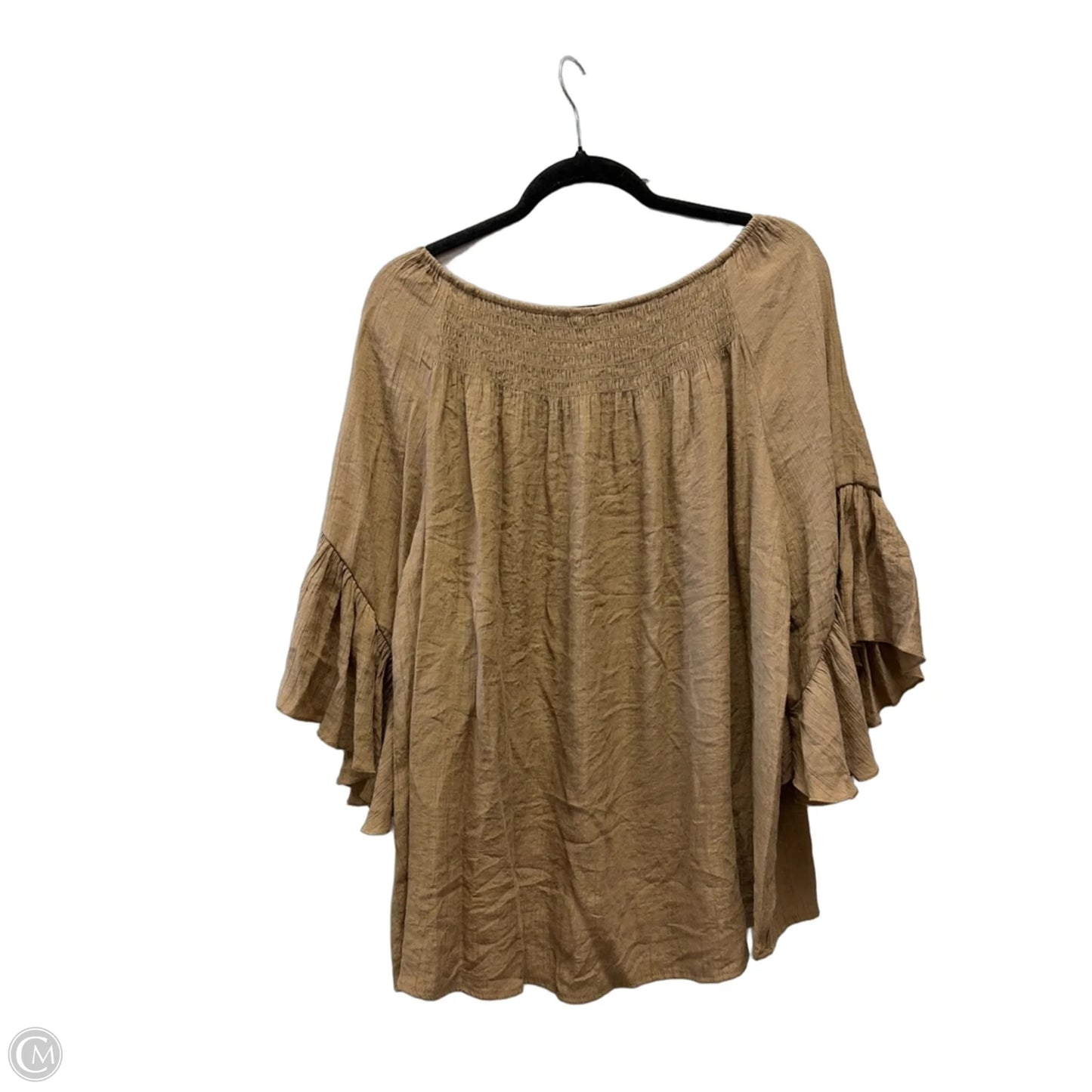 Blouse Long Sleeve By Cato In Brown, Size: Xl