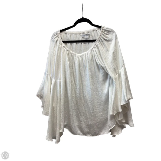 Blouse Long Sleeve By Fever In White, Size: L