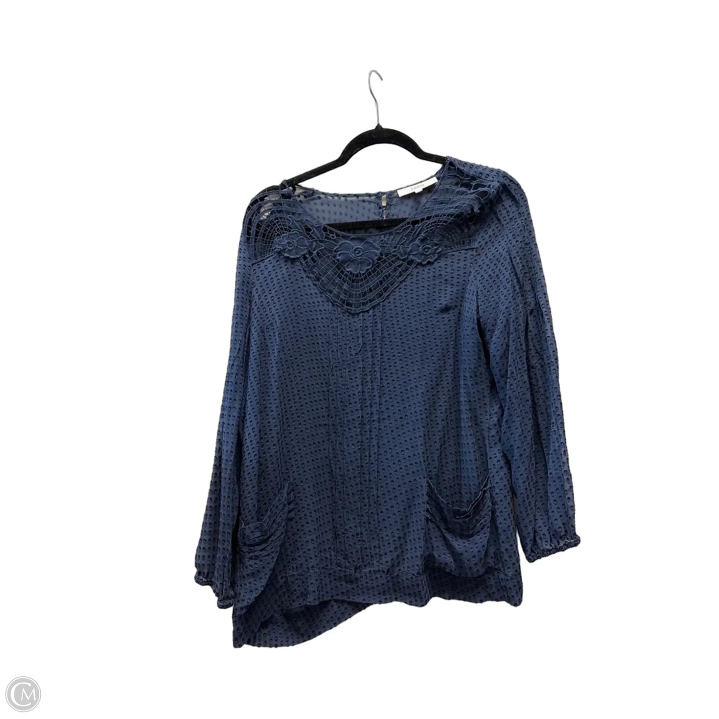 Blouse Long Sleeve By Clothes Mentor In Blue, Size: L