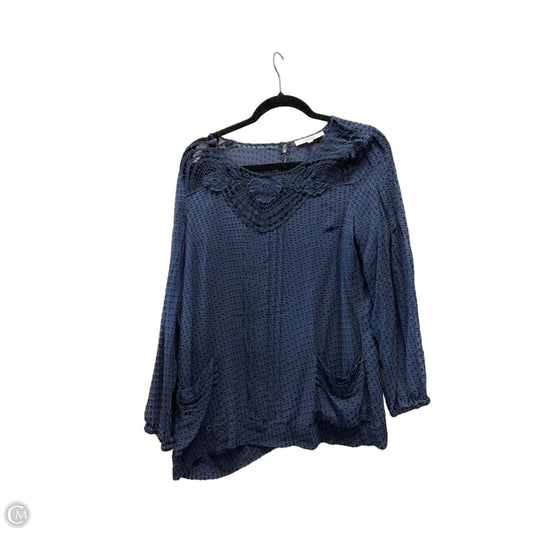 Blouse Long Sleeve By Clothes Mentor In Blue, Size: L