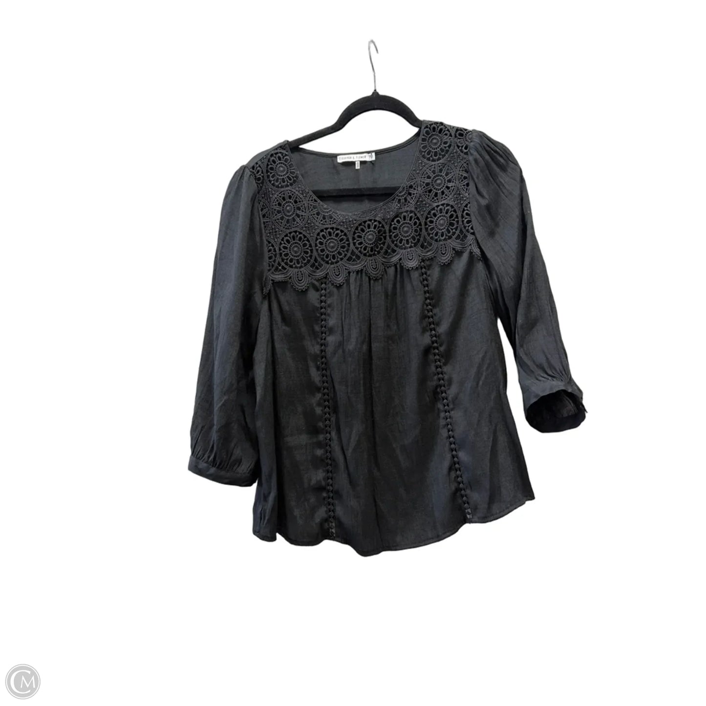 Blouse Long Sleeve By Figuero & Flower In Black, Size: Mp