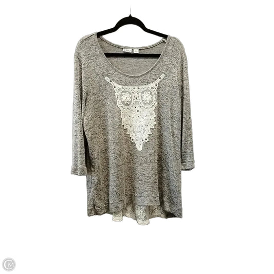Top Long Sleeve By Cato In Grey, Size: Xl